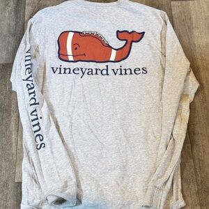 Vineyard Vines Gray Long Sleeve Shirt with 🏈 Football Whale size xs